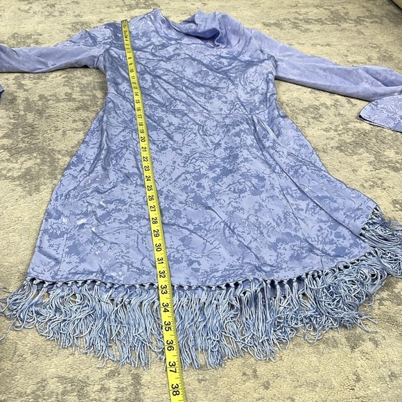 NWT Jonathan Simkhai Vivian Jacquard Mini Dress Long Sleeve Fringe Periwinkle 2 - Picture 12 of 13
